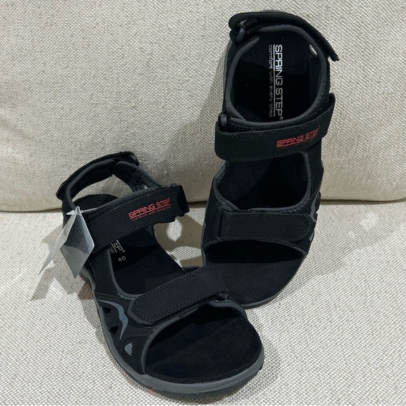 Spring Step Cilo Men Black Leather Sport Sandals  Size 40 (US 7-7.5) NWT Comfort main image 6